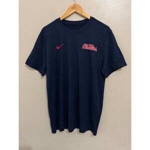 Nike Ole Miss Rebels Football Team Issued PE Dri-Fit On-Field Shirt Navy Mens M